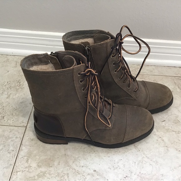 Ugg Womens Kilmer Ii Round Toe Block Heel Leather Fleece Lined Waterproof Boots - Picture 2 of 6